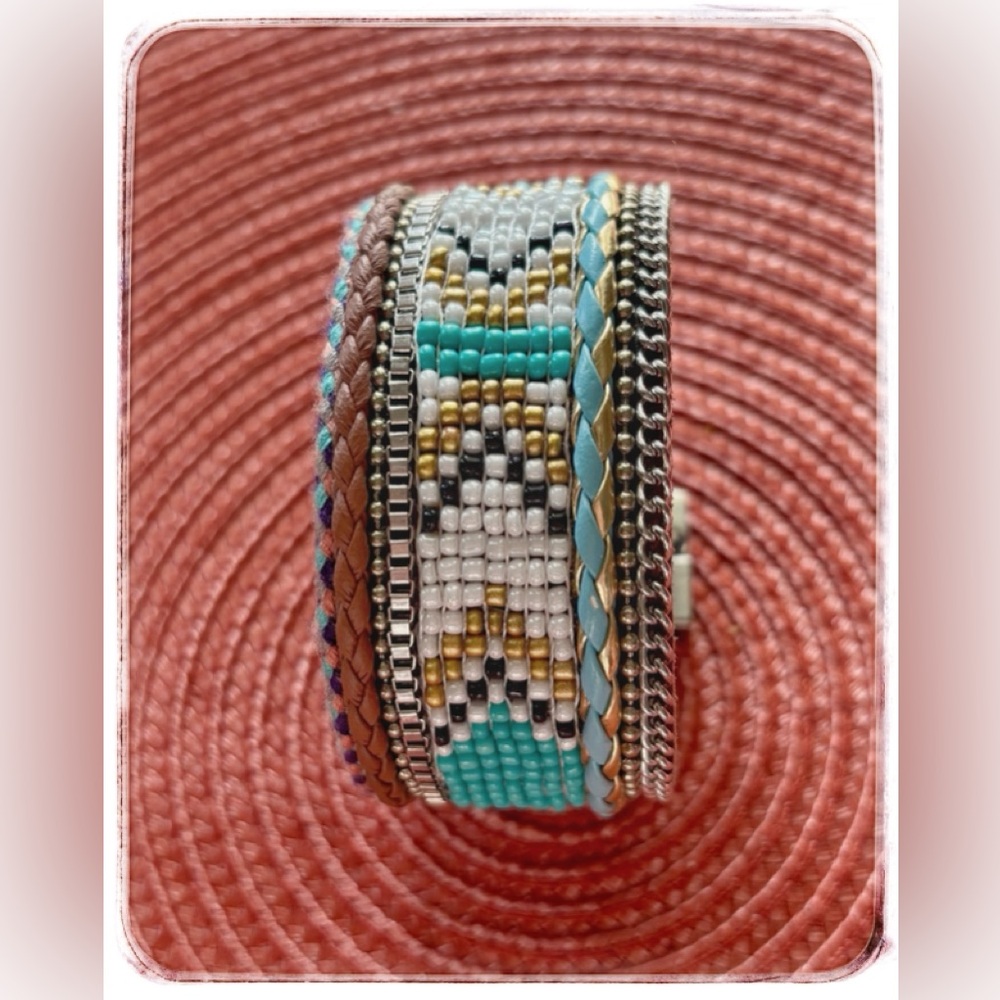Multi-Strand Beaded Southwestern Style Bracelet.